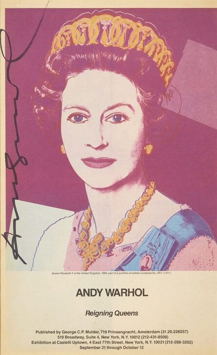 Andy Warhol, ‘Queen Elizabeth II, from Interview magazine, advertising the Reigning Queens exhibition, featuring Queen Elizabeth from the portfolio of 16 screenprints’, 1985