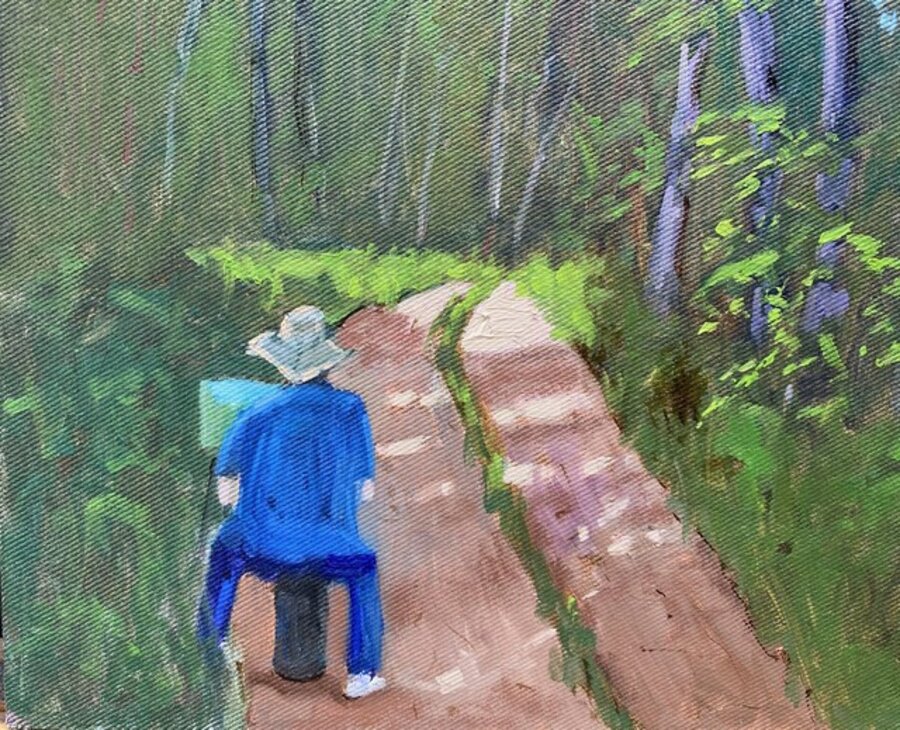 Painter in the forest