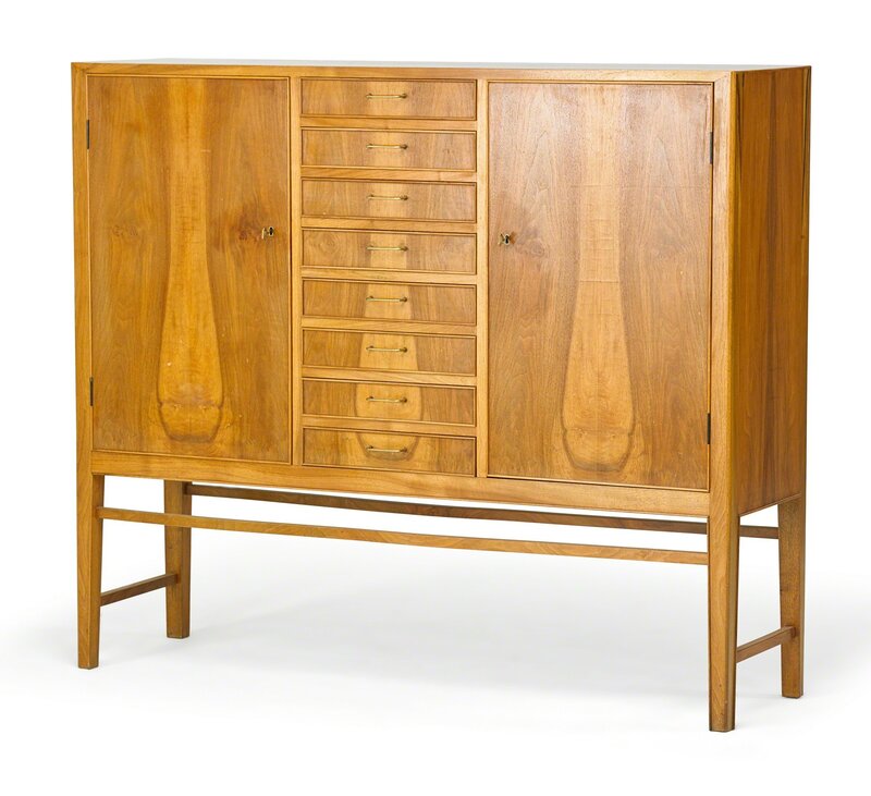 Attributed to Ole Wanscher, ‘Ole Wanscher (Attr.) Cabinet’, 1940s/1950s, Design/Decorative Art, European walnut, birch interior, brass handles, Denmark, Rago/Wright/LAMA/Toomey & Co.