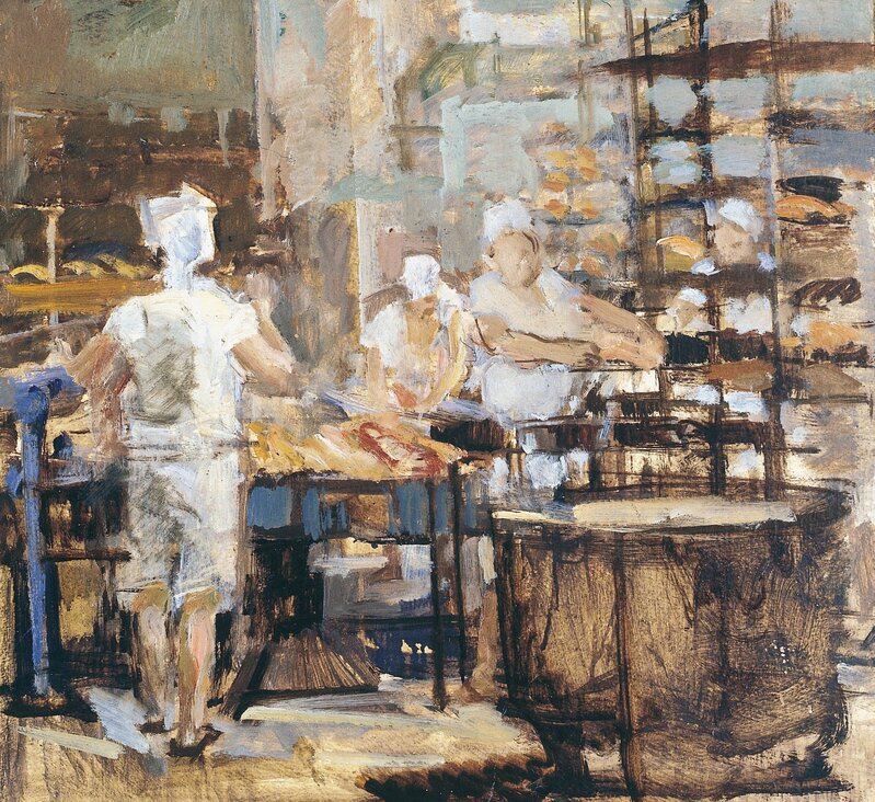Vyacheslav Orlov, ‘At work’, 1949, Painting, Oil on hardboard, Surikov Foundation