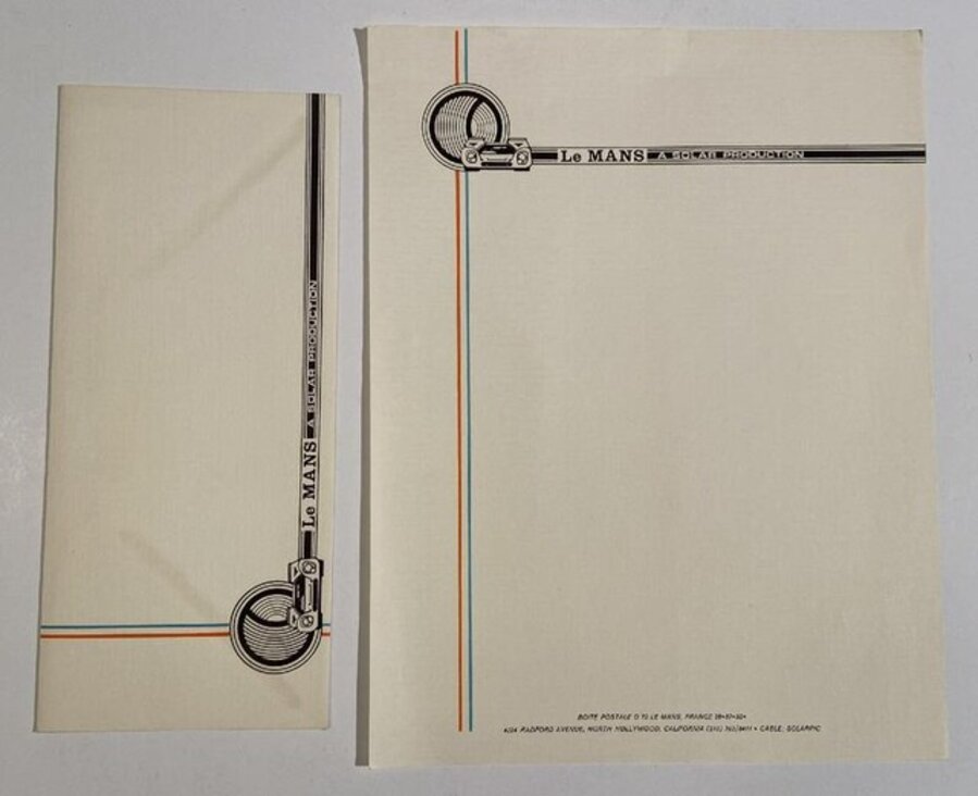 Steve McQueen Le Mans Solar Productions Letterhead and Envelope