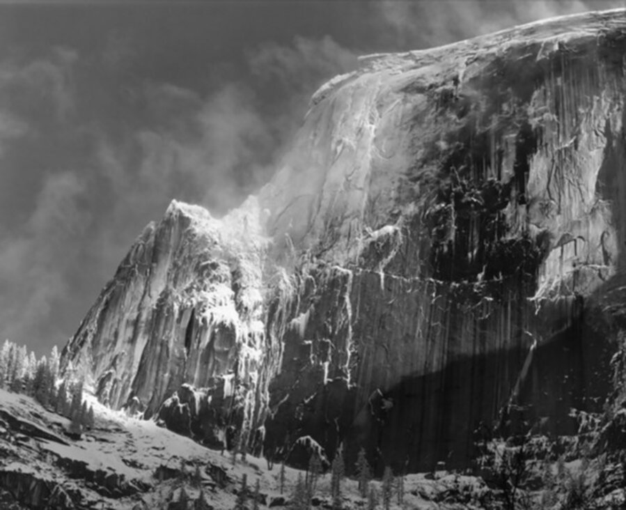 Half Dome with Blowing Snow