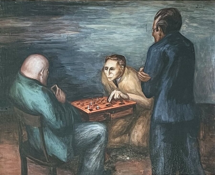 "Chess Players" WPA Depression Era Mid-20th Century American Scene Realism Modern
