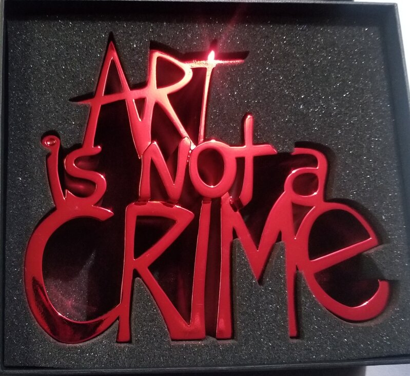 Mr. Brainwash, ‘Art is Not a Crime (Hard Candy Red)’, 2021, Sculpture, Chrome painted resin, Artsy x Thurgood Marshall College Fund