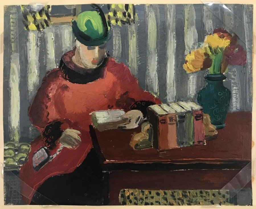 Woman Reading at Table