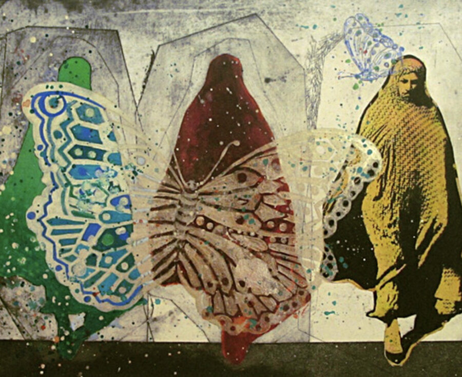 Three Women With Golden Butterfly