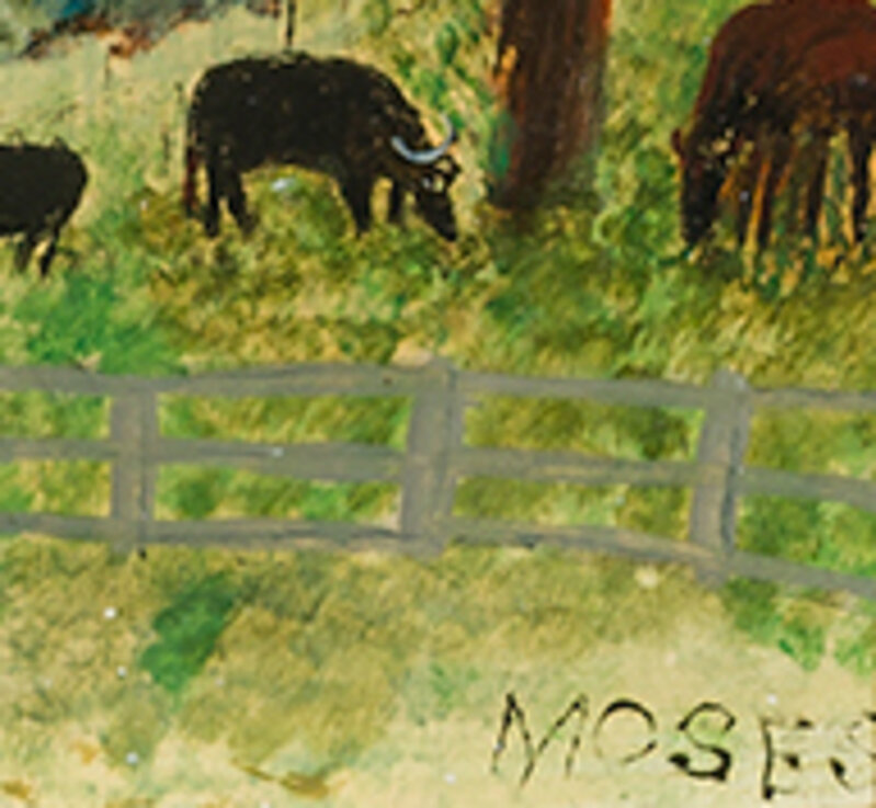 Grandma Moses, ‘Lower Cambridge Valley’, 1942, Painting, Oil on panel, Hirschl & Adler