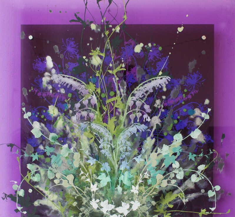 Cara Enteles, ‘Purple Garden’, ca. 2018, Painting, Oil and silkscreen on layered acrylic sheets, Parlor Gallery