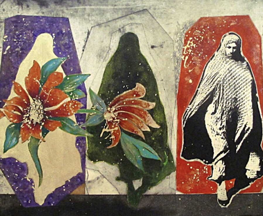 Three Women With Green Leaves
