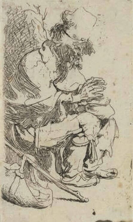 Rembrandt van Rijn, ‘A Beggar seated warming his Hands at a Chafing Dish’, circa 1630