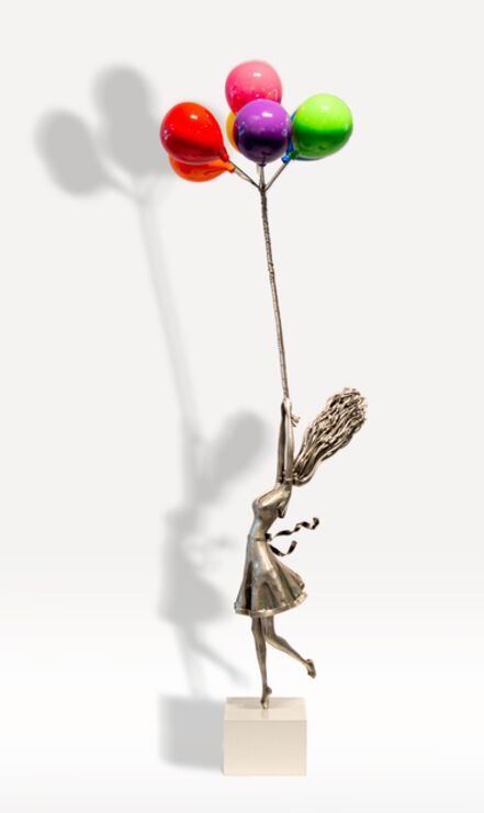Derya Ozparlak, ‘Soar Above - colorful, figurative, female, hand-hammered steel sculpture’, 2022
