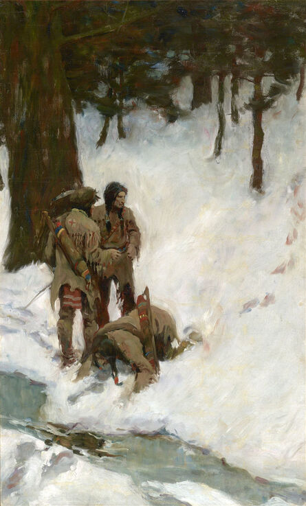 N.C. Wyeth, ‘Untitled (Three Indians at a Stream in Snowy Woods)’, ca. 1904