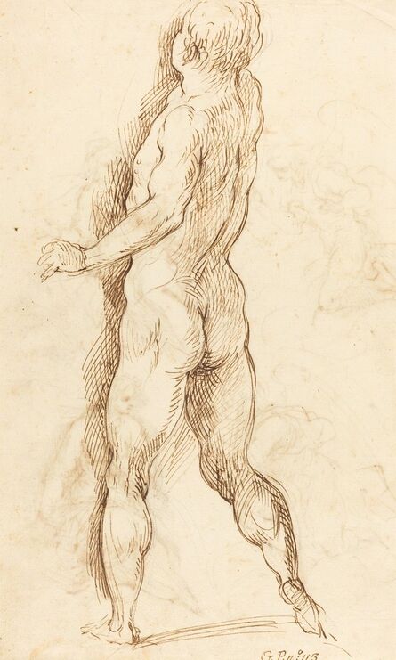 Jacopo Palma il Giovane, ‘Nude Man Seen from Behind [verso]’