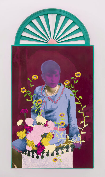 Daisy Patton, ‘Untitled (Purple Woman with Bouquet and Yellow Eye Flowers)’, 2022