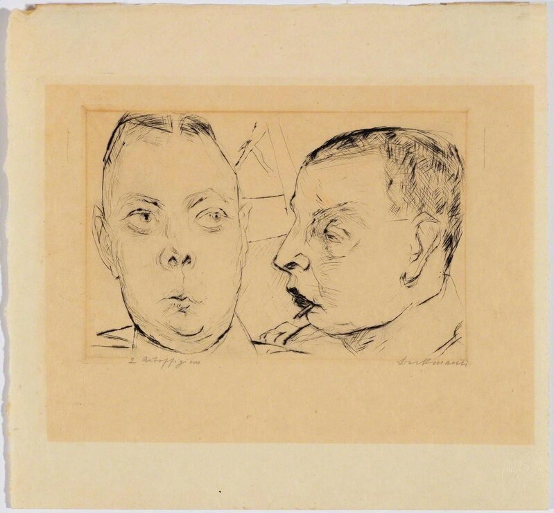 Max Beckmann, ‘Zwei Autooffiziere’, 1915, Print, Drypoint, Koller Auctions