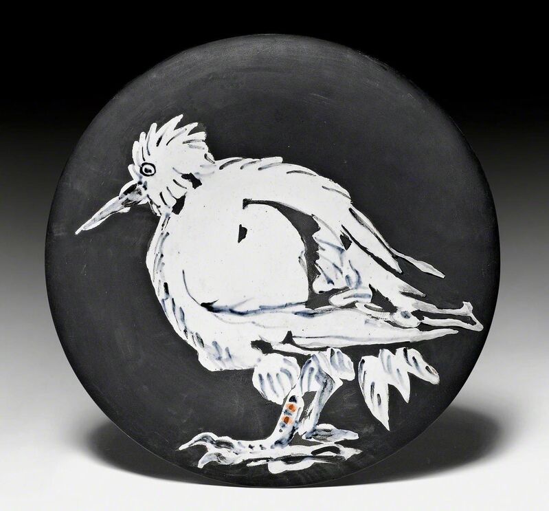 Pablo Picasso, ‘Oiseau no. 76’, 1963, Design/Decorative Art, Plate. Ceramic painted in white, black and red. Decorated with engobes and partly brushed., Koller Auctions