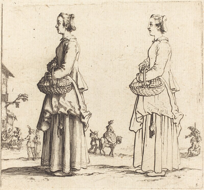 Jacques Callot, ‘Peasant Woman with Basket, in Profile,  Facing Left’, 1617 and 1621, Print, Etching, National Gallery of Art, Washington, D.C.