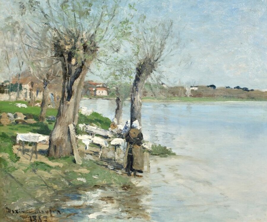 Lavandières au bord d’une rivière