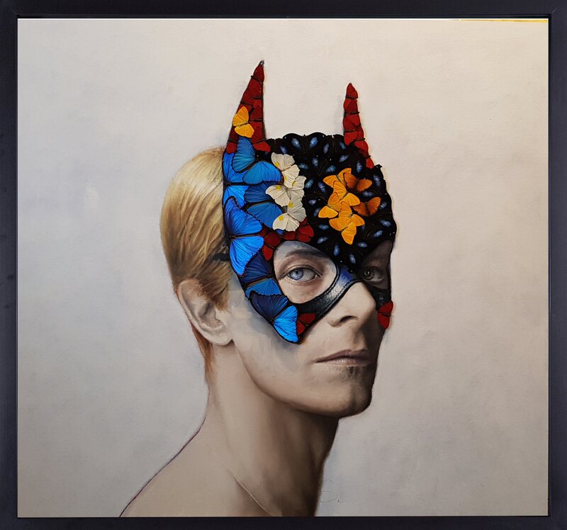 SN, ‘David Bowie - Stardust’, 2018, Painting, Oil on canvas with mounted butterflies, EDEN Gallery