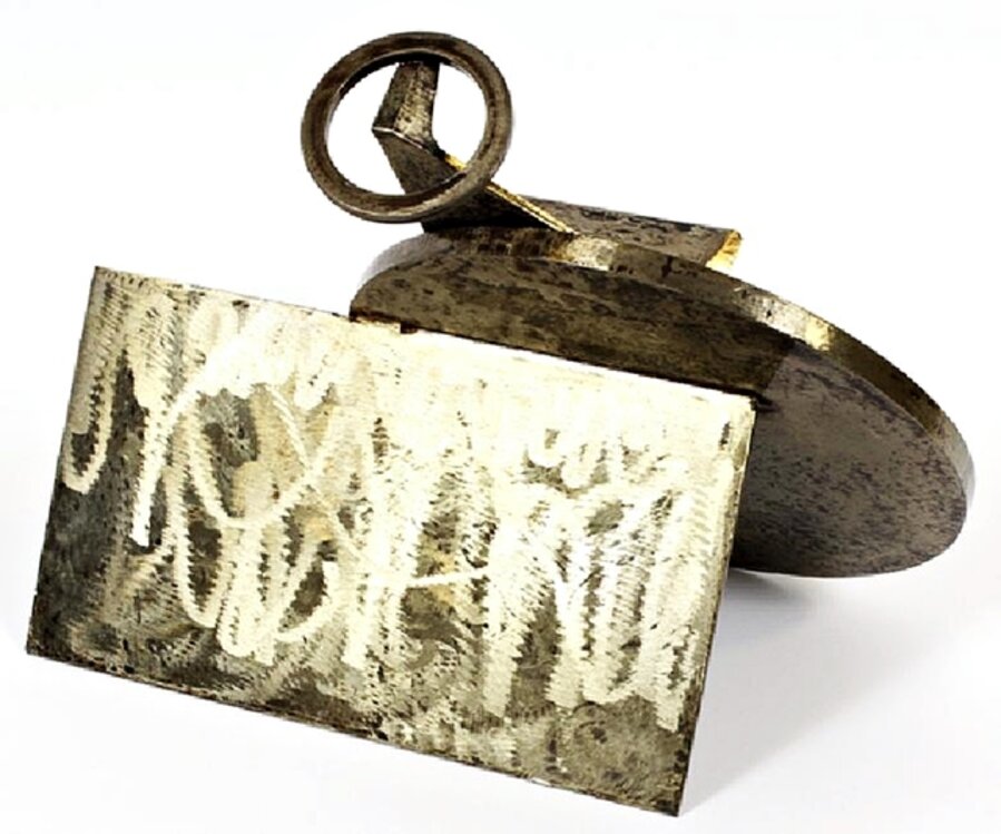 Welded Brushed Steel Sculpture - geometric abstraction
