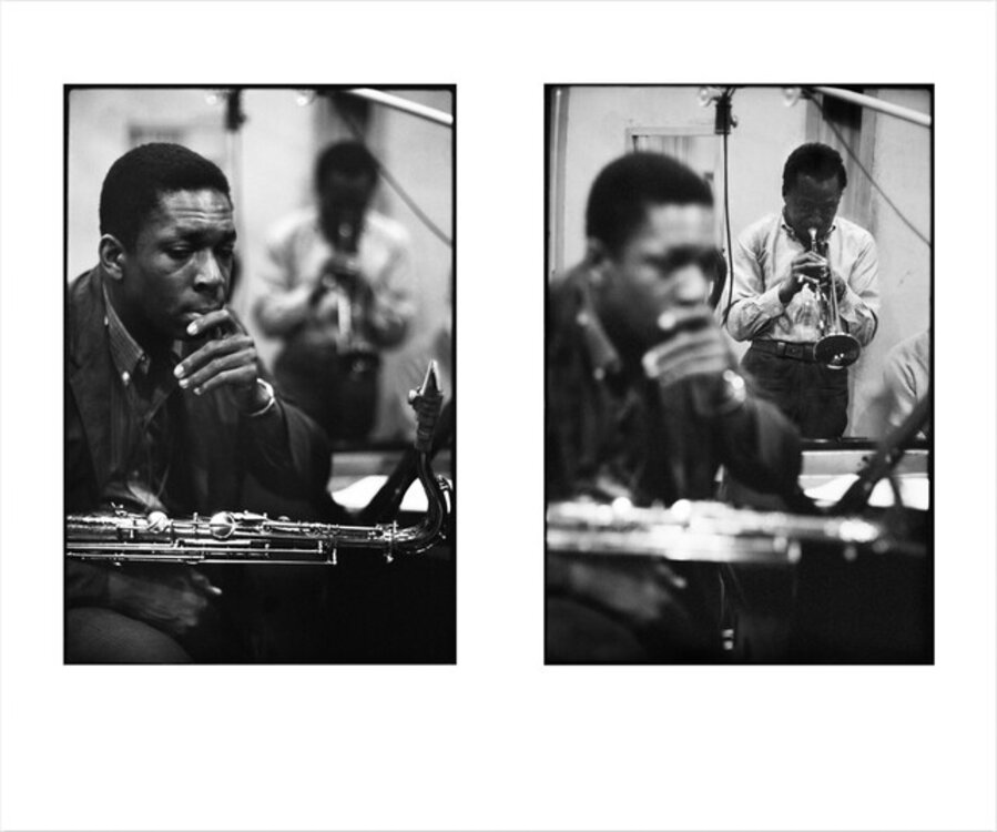 John Coltrane and Miles Davis diptych by Don Hunstein