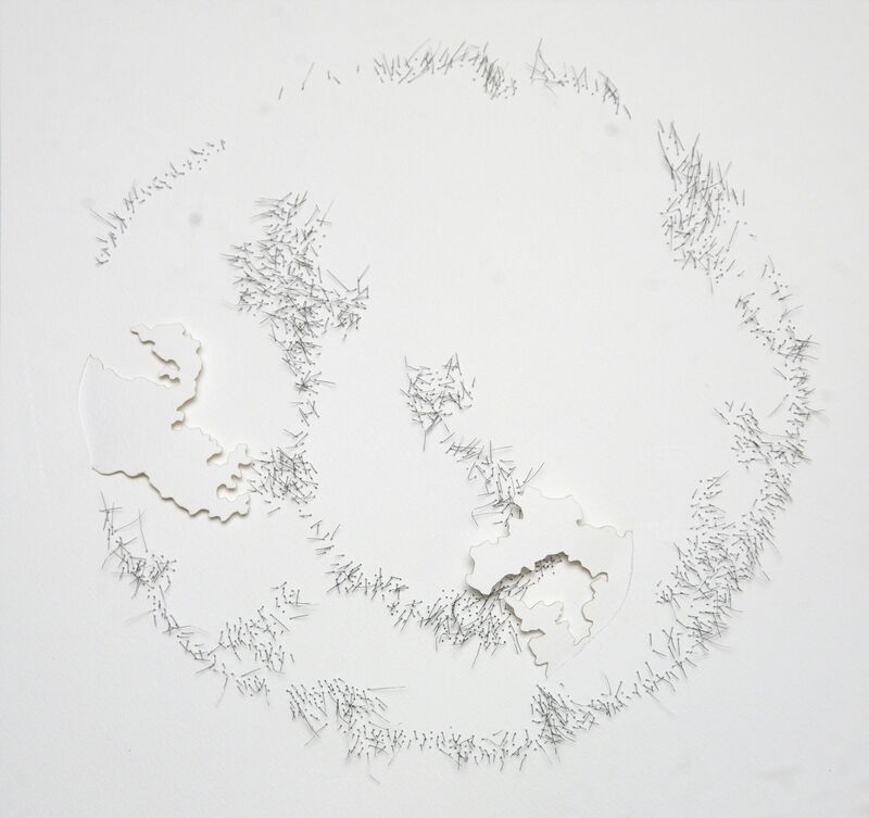 Safaa Erruas, ‘Géographies II’, 2019, Drawing, Collage or other Work on Paper, Metal threads and paper cuts, L'Atelier 21