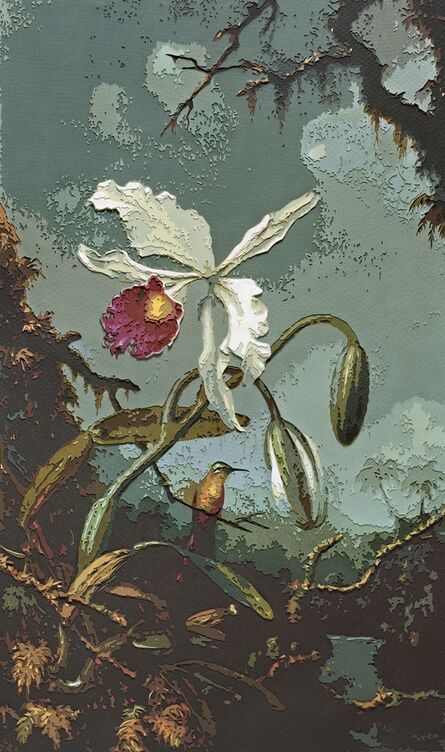 Vik Muniz, ‘White Brazilian Orchid, after Martin Johnson Heade (Pictures of Paper)’, 2010