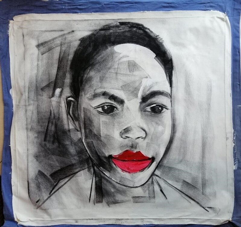 Maxwell Boadi, ‘Untitled’, 2019, Drawing, Collage or other Work on Paper, Charcoal and acrylic on canvas, TO LIVE IS TO CHOOSE