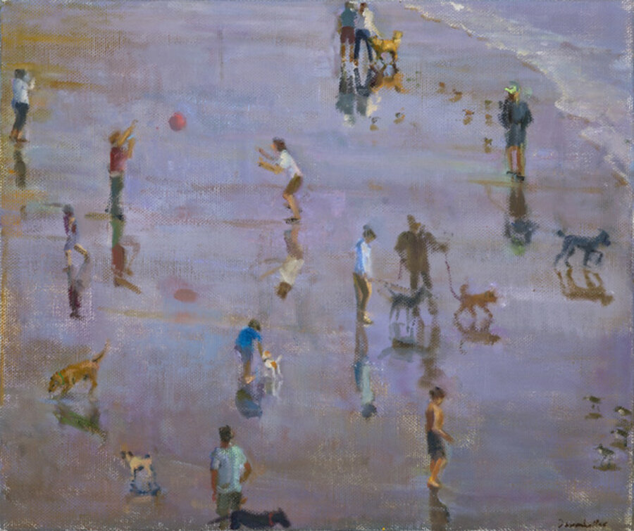 Dog Walkers at Low Tide
