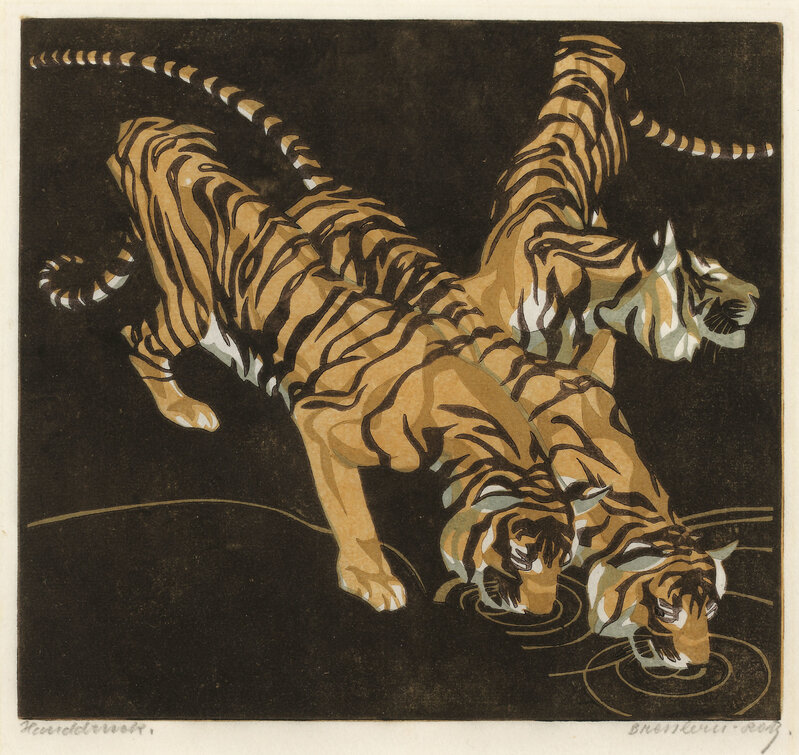 Norbertine Bresslern-Roth, ‘Tiger’, 1923, Painting, Colour woodcut, Galerie Kovacek