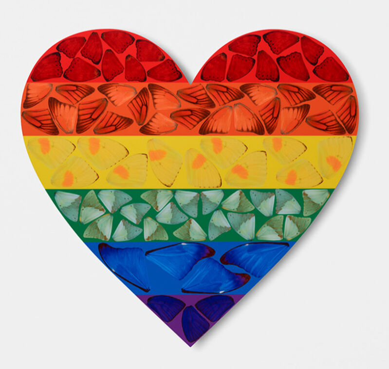 Damien Hirst, ‘H7-4 Rainbow Butterfly Heart (Small)’, 2020, Print, Laminated Giclée print on aluminium composite panel, EHC Fine Art