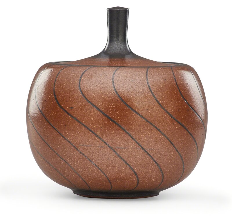 Harrison McIntosh, ‘Covered pumpkin-shaped jar with curving lines, Claremont, CA’, late 20th C., Design/Decorative Art, Glazed stoneware, Rago/Wright/LAMA/Toomey & Co.