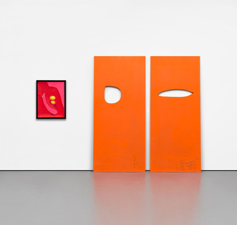 Aaron Curry, ‘Two works: (i) Two Sheets Thick; (ii) Power Of Off’, 2010, Other, (i) silkscreen, gouache and ink on paper
(ii) powder coated aluminum, in 2 parts, Phillips