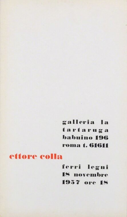 Ettore Colla, ‘Solo exhibition’, 1957