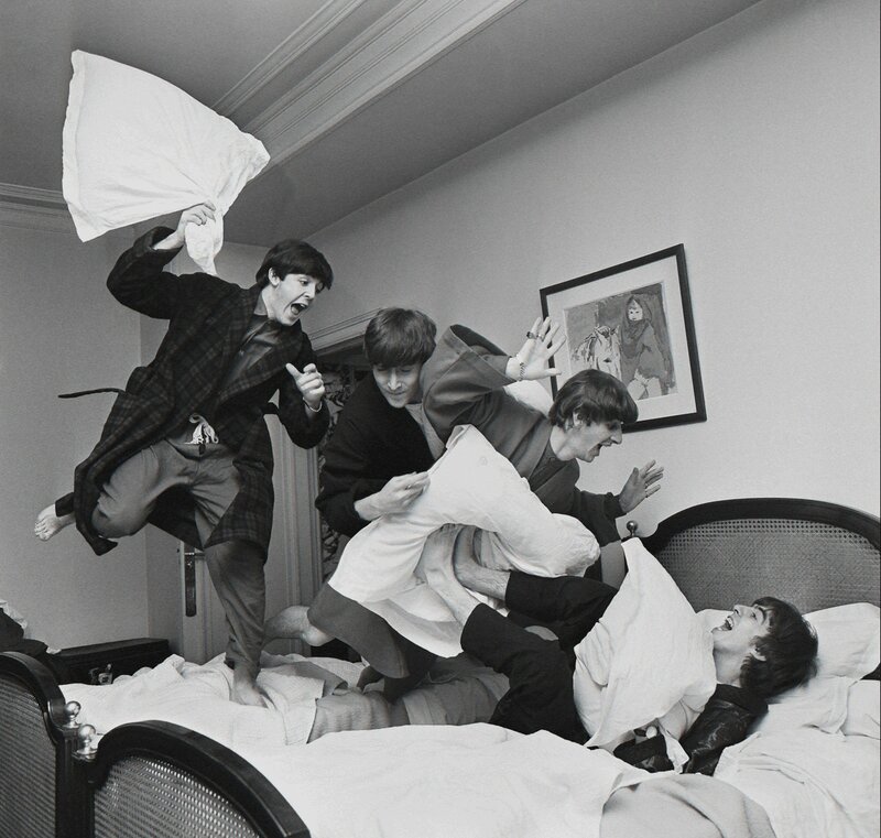 Harry Benson, ‘Beatles Pillow Fight, Paris’, 1964, Photography, Infused Dyes Sublimated on Aluminum, Holden Luntz Gallery