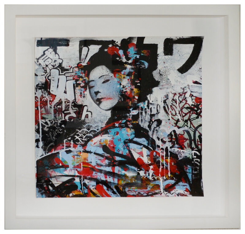 HUSH, ‘Found Face 2’, 2010, Painting, Acrylic, spray paint and ink screen-print on canvas, Jonathan LeVine Projects