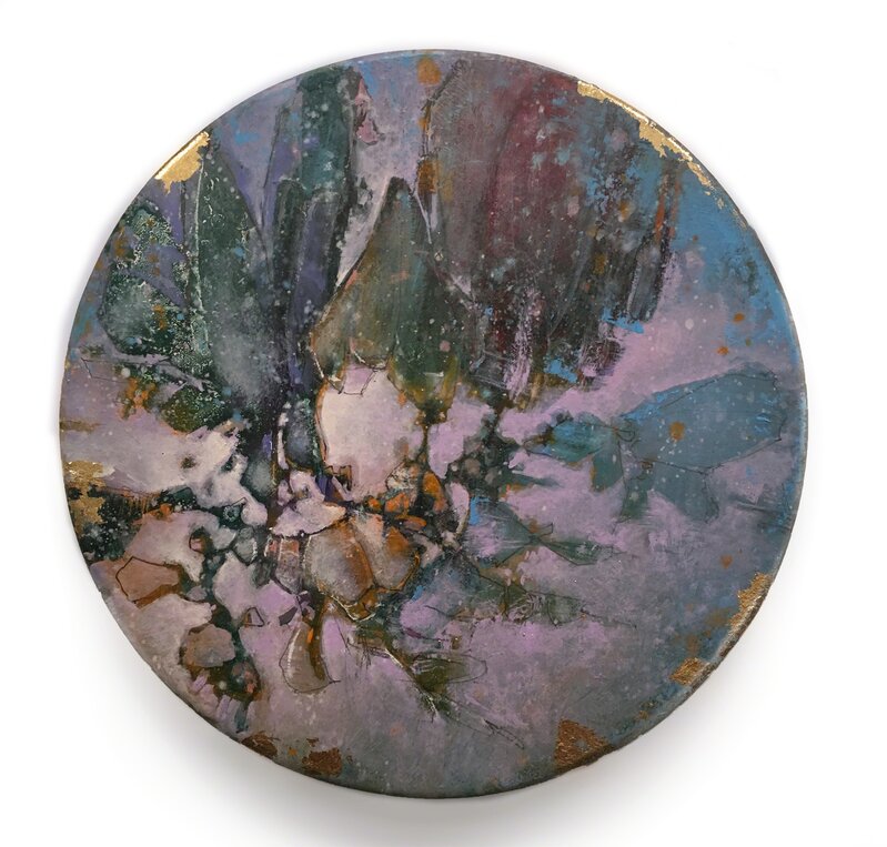 Joshua Hogan, ‘A Space Hold’, 2019, Painting, Oil and Gold Leaf on Birch Roundel, BoxHeart
