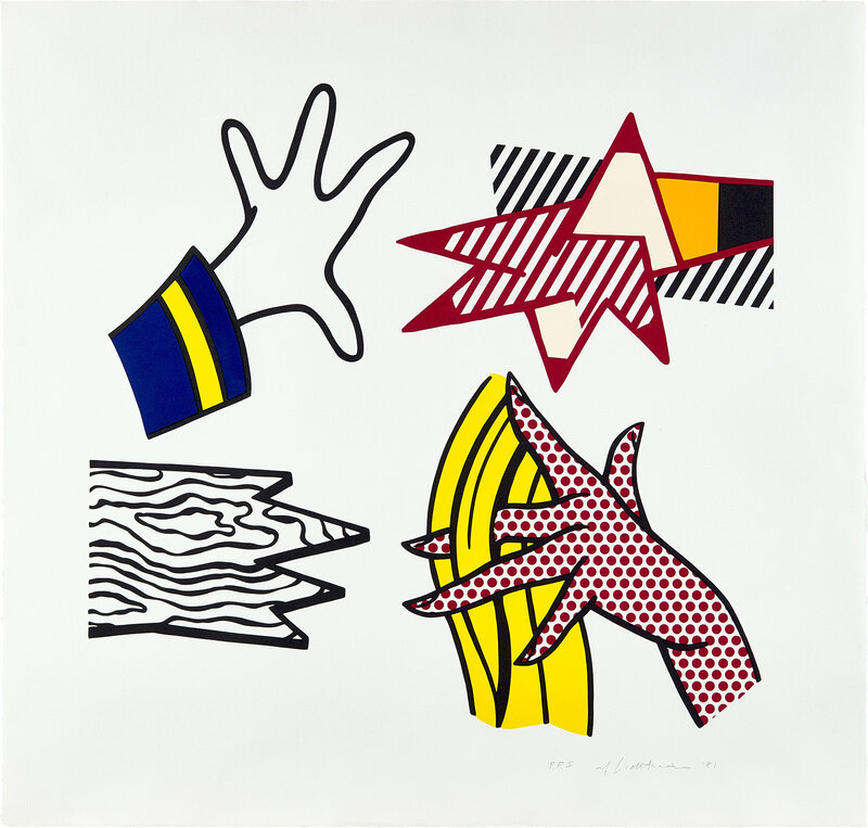 Roy Lichtenstein, ‘Study of Hands (C. 191)’, 1981, Print, Lithograph and screenprint in colors, on Rives BFK paper, with full margins., Phillips