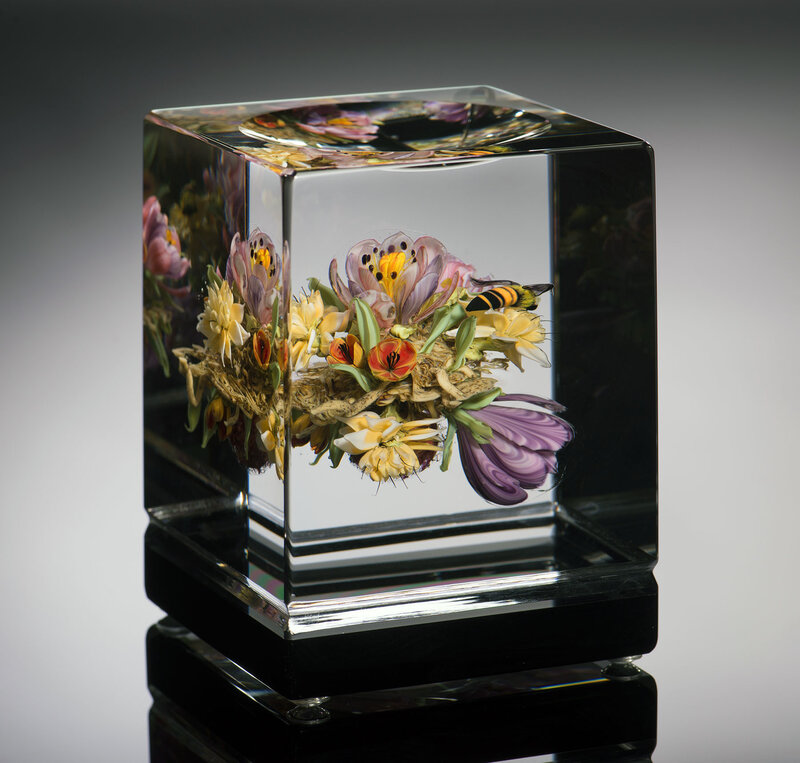 Paul Stankard, ‘Emily Dickinson's Floral Cluster with Honeybee’, 2020, Sculpture, Glass, HABATAT