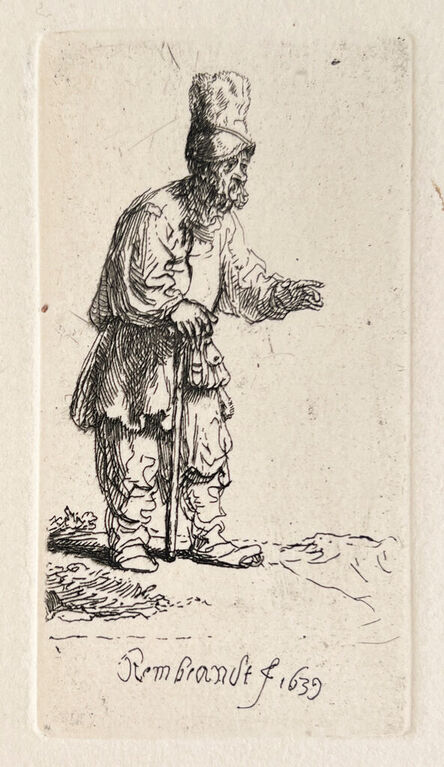 Rembrandt van Rijn, ‘A Peasant in a High Cap, Standing Leaning on a Stick’, Etched in 1639, Printed in 1906 (Beaumont, Paris)