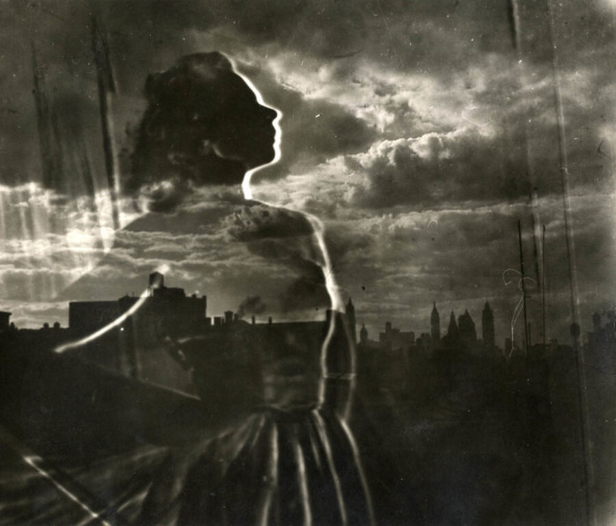 Untitled (woman and cityscape)