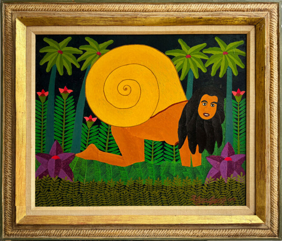 Snail Woman Jungle Fantasy - Haitian Master like Henri Rousseau - Haitian Art