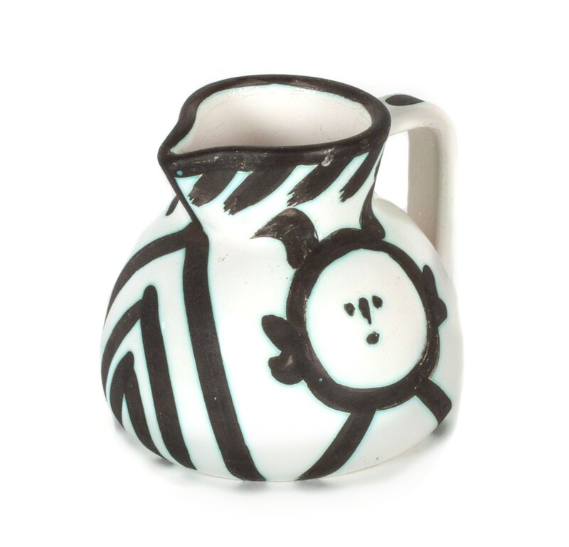 Pablo Picasso, ‘Pichet têtes’, 1953, Design/Decorative Art, White earthenware ceramic pitcher with black oxide and white glaze, Hindman