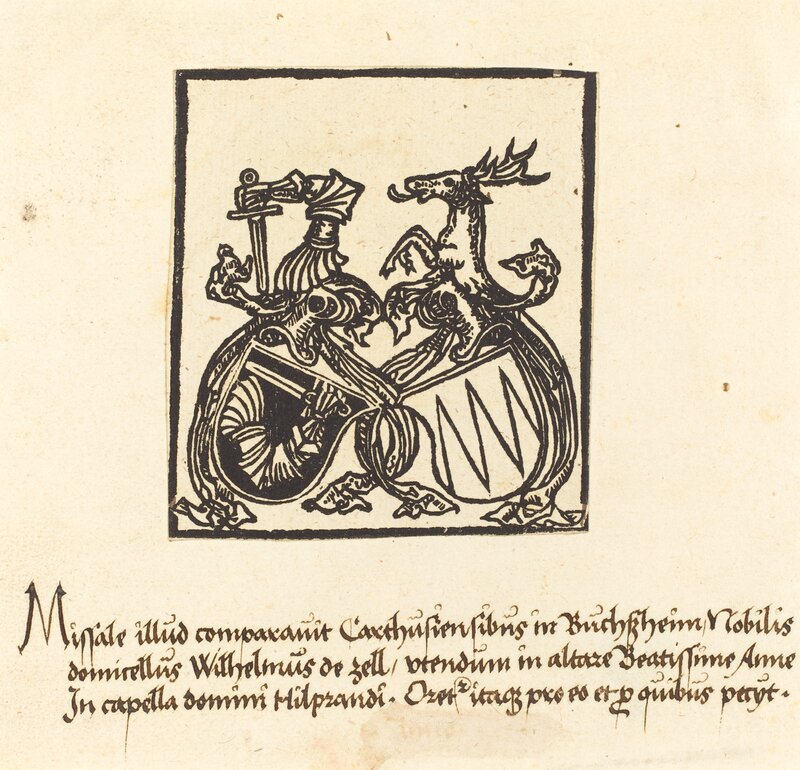 ‘Bookplate of Wilhelm von Zell’, in or after 1500, Print, Woodcut, National Gallery of Art, Washington, D.C.