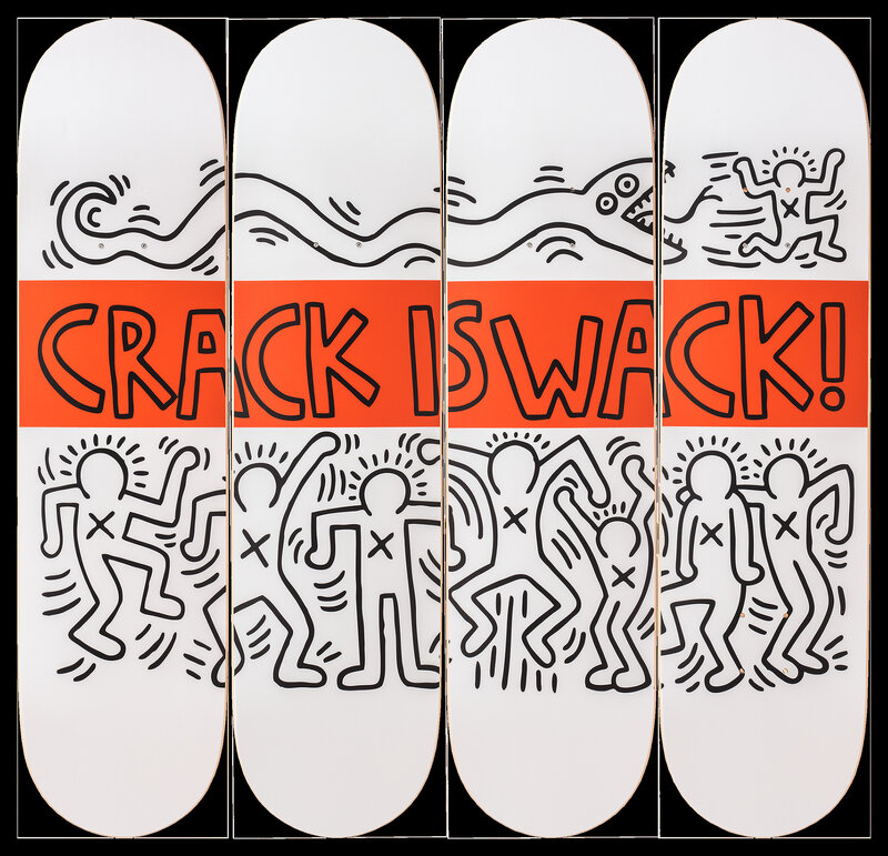 Keith Haring, ‘Crack is Wack (Set of 4 skateboards)’, 2018, Ephemera or Merchandise, 8 ply grade a Canadian maple wood, Corridor Contemporary Gallery Auction