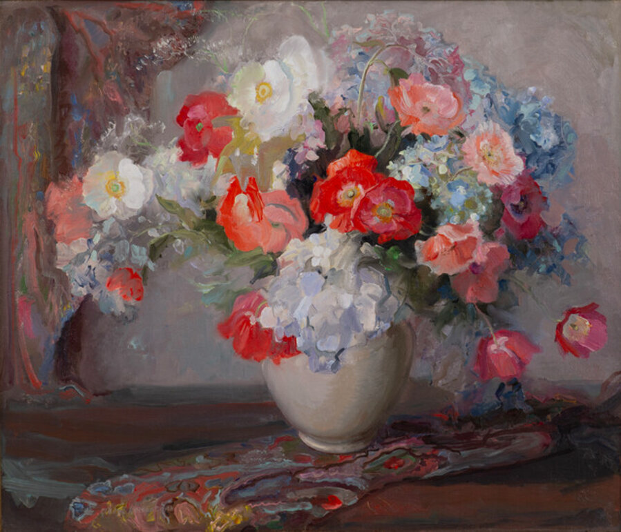 Poppies and Hydrangeas