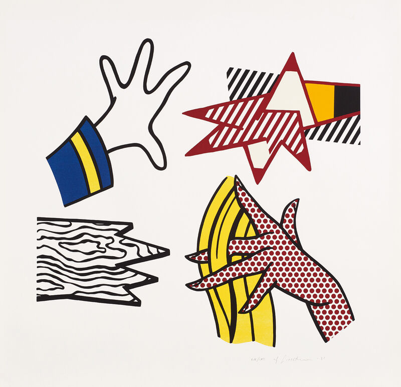 Roy Lichtenstein, ‘Study of Hands’, 1981, Print, Lithograph and screenprint in colors, on Rives BFK paper, with full margins., Phillips