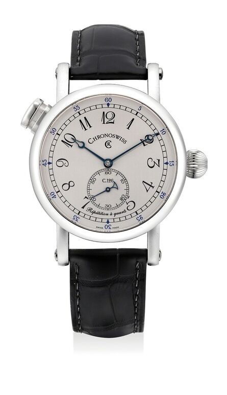 Chronoswiss, ‘A fine platinum quarter repeater wristwatch with guarantee and box’, Circa 2015