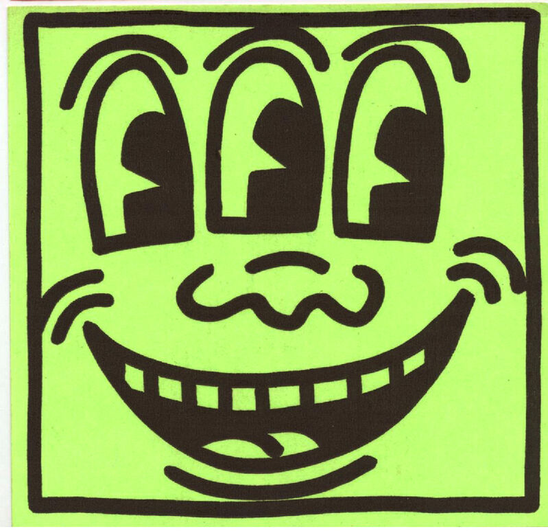 Keith Haring, ‘Original Keith Haring Three Eyed Smiling Face stickers (Keith Haring Pop Shop)’, ca. 1982, Ephemera or Merchandise, Off-set lithograph on square sticker, Lot 180 Gallery