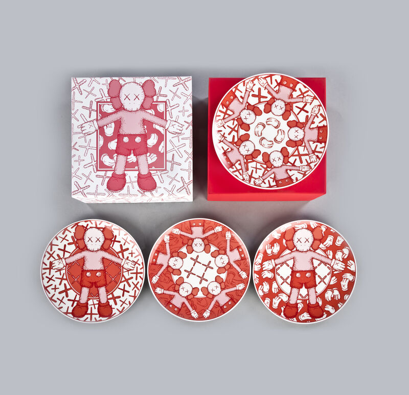 KAWS, ‘Ceramic Plates (Red, Set of 4)’, 2019, Design/Decorative Art, Ceramic, Seoul Auction